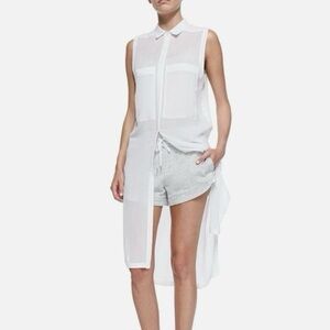Helmut Lang white gauze sleeveless tunic - small